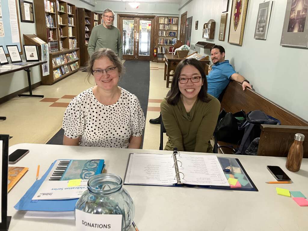 Volunteers at the door